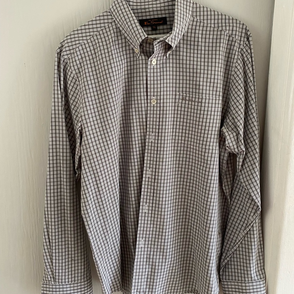Ben Sherman Black and White Checkered Casual Button Down Shirt
